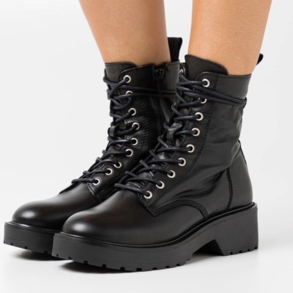 Steve Madden‎ Tornado ankle combat boot black leather 9.5 lace up zipper - Picture 11 of 13